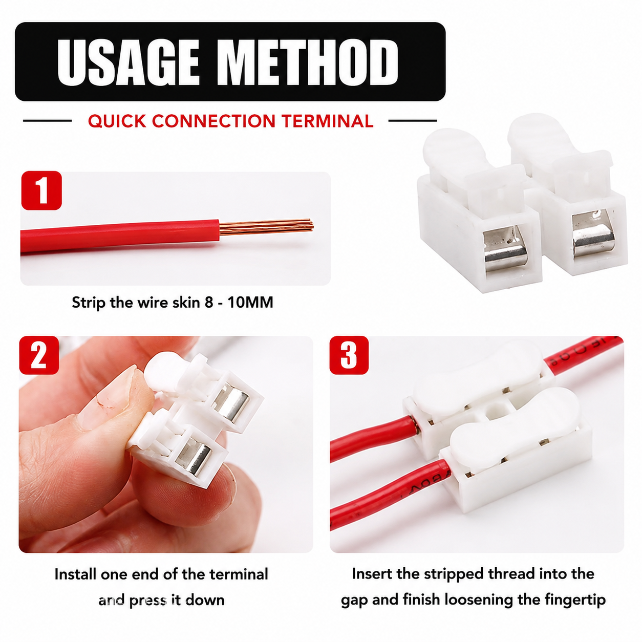 2 Pin Quick Wire Connector 30 PCS, Push Type Wire Connector, No Screw Terminal Block, Reusable Electrical Cable Joint Connector for LED Lights, Home Wiring & DIY Projects (White)