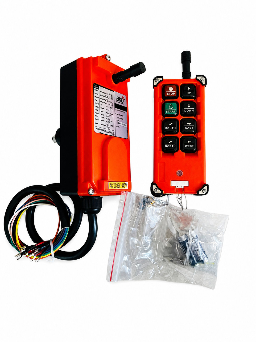 BKD Industrial Wireless Crane Remote Control Switch | F21-E1 Receiver | AC/DC 36V-440V | 8 Button Pendant Controller | Hoist, EOT Crane & Industrial Lifting Equipment Remote Control