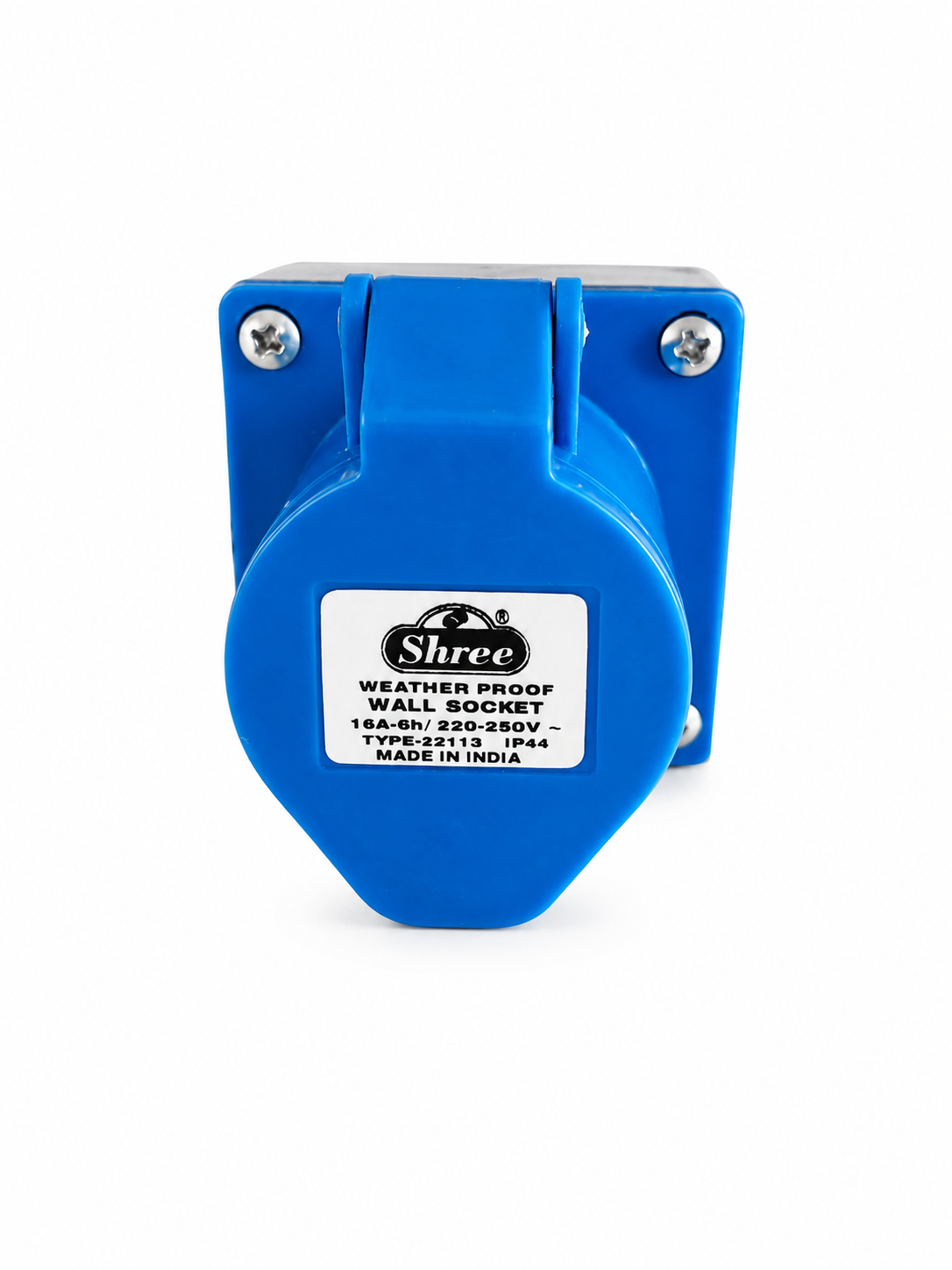 Shree 16A Industrial Weatherproof Wall Socket with 16A 3 Pin Industrial Plug | 220-250V AC | IP44 Splash Proof | 2P+E Industrial Socket & Plug Set | Heavy Duty Electrical Connector | Blue | Made in India