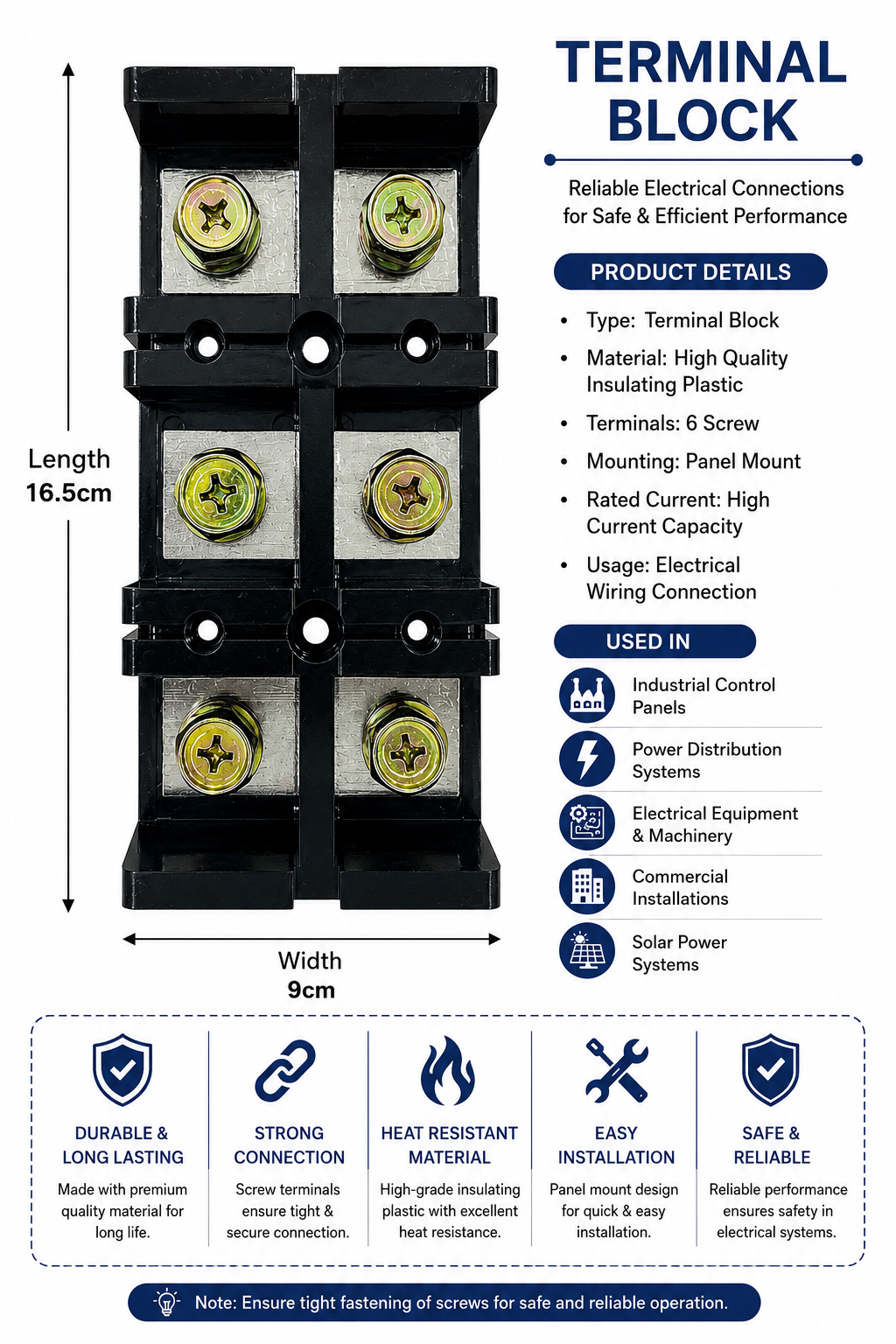 300A 3 Pole Terminal Block | 600V Heavy Duty Power Distribution Block | Insulated Panel Mount Electrical Junction Block | High Conductivity Terminal Connector for Control Panels & Industrial Applications (1 Piece)