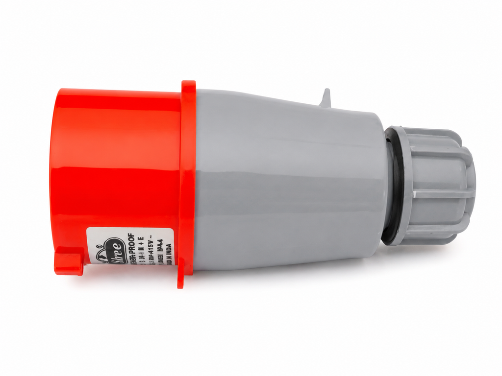 Shree 32A 5 Pin Industrial Plug and Straight Socket Set, 220-240V AC, IP44 Weatherproof, Heavy Duty Male Plug & Female Connector for Industrial, Generator & Power Distribution