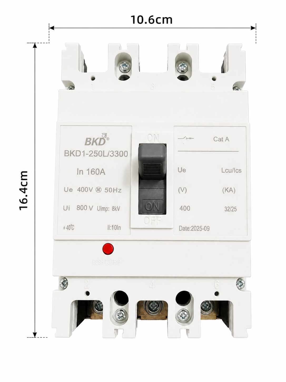 BKD 160A 3 Pole MCCB 25kA 400V Molded Case Circuit Breaker | Industrial Protection Switch | BKD1-250L/3300