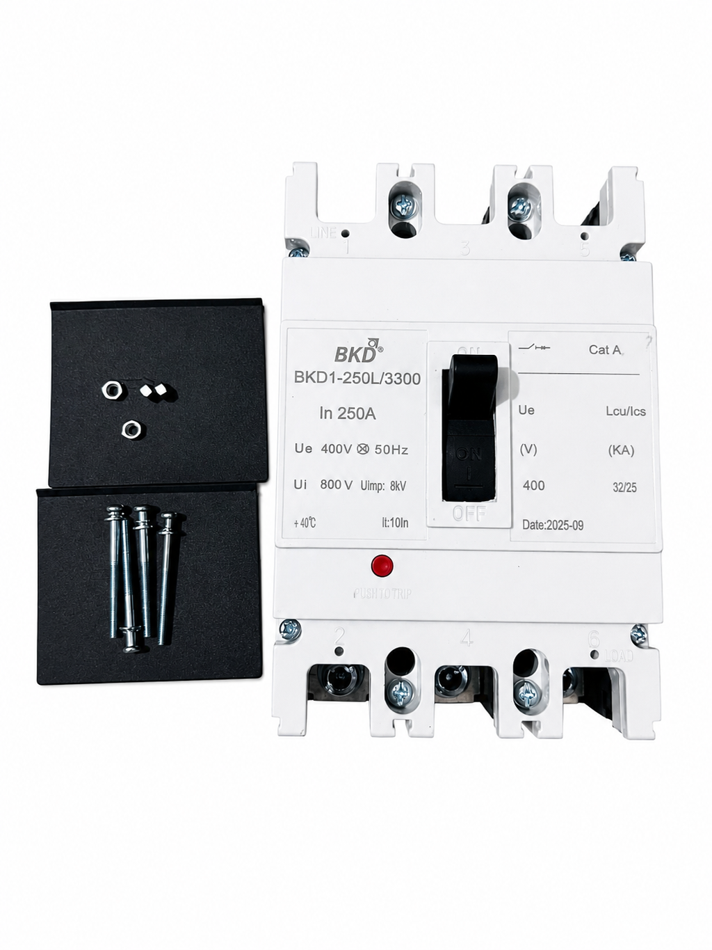 BKD 250A 3 Pole MCCB Molded Case Circuit Breaker | 400V, 32kA Breaking Capacity | Heavy Duty Industrial Circuit Breaker | Model BKD1-250L/3300