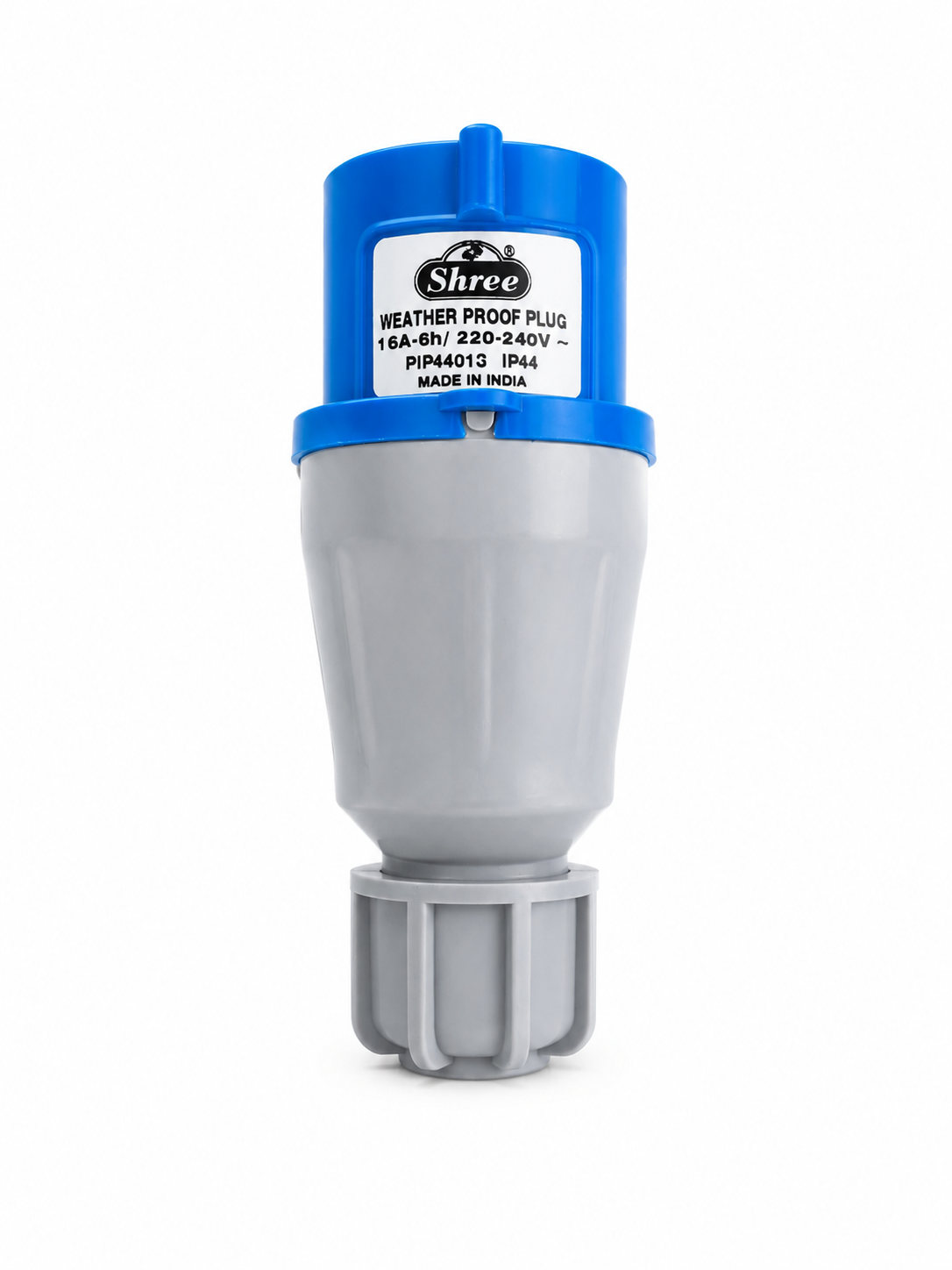 Shree 16A Industrial Weatherproof Wall Socket with 16A 3 Pin Industrial Plug | 220-250V AC | IP44 Splash Proof | 2P+E Industrial Socket & Plug Set | Heavy Duty Electrical Connector | Blue | Made in India