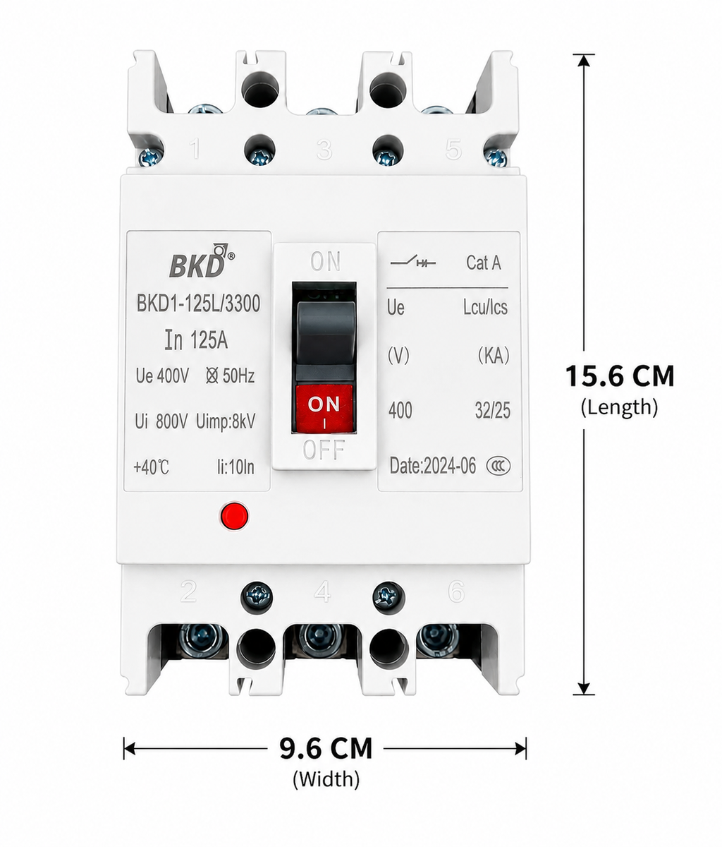 BKD 125A 3 Pole MCCB Molded Case Circuit Breaker | 400V AC | Heavy Duty Industrial Main Protection Switch | BKD1-125L/3300