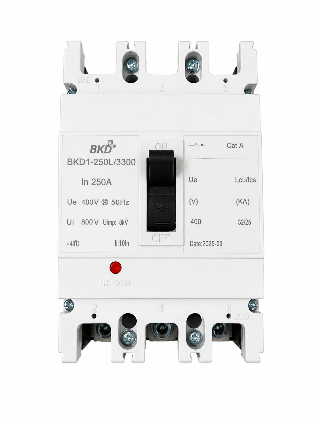 BKD 250A 3 Pole MCCB Molded Case Circuit Breaker | 400V, 32kA Breaking Capacity | Heavy Duty Industrial Circuit Breaker | Model BKD1-250L/3300