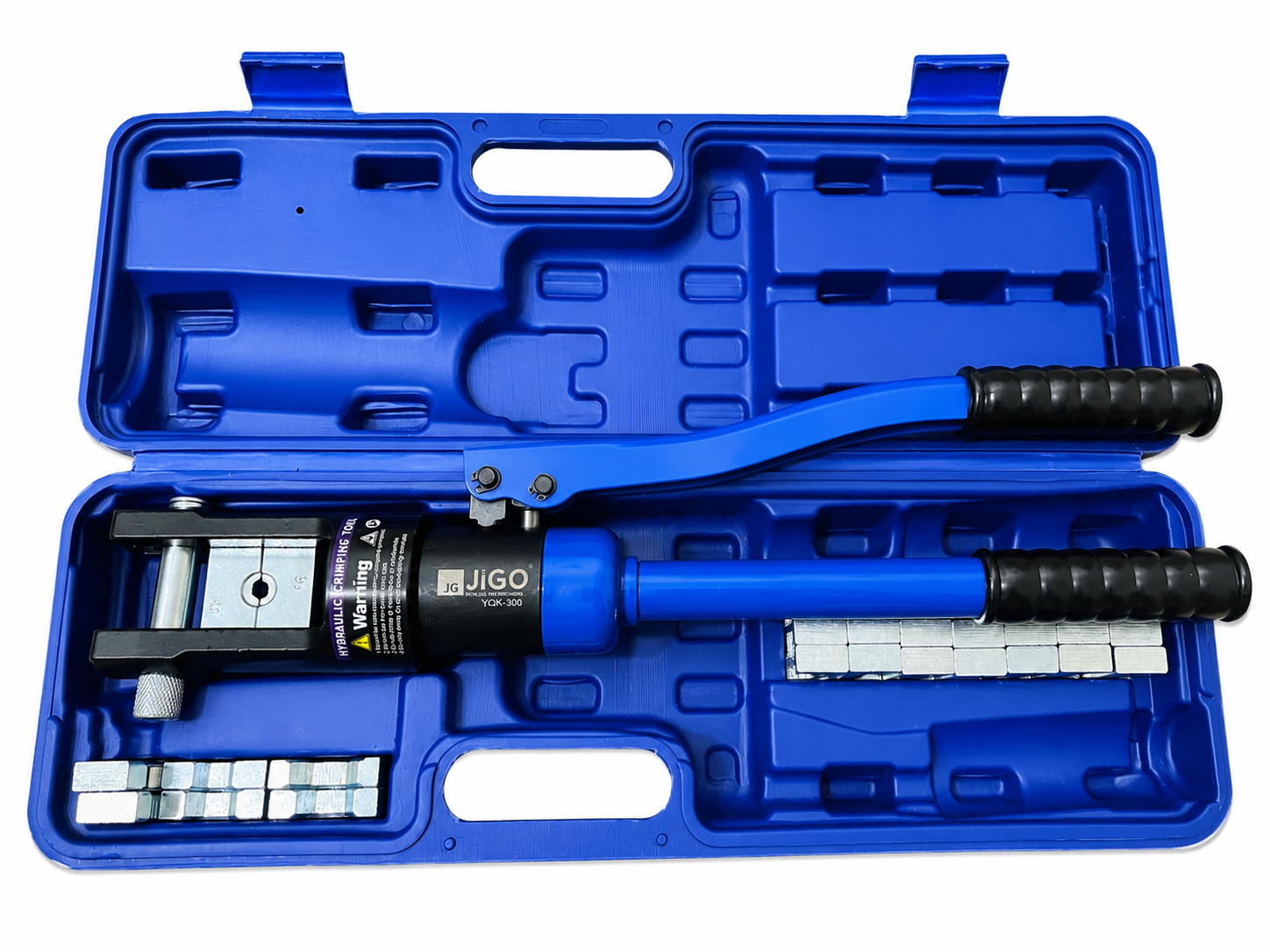JiGO YQK-300 Hydraulic Cable Lug Crimping Tool Kit 16-300 Sq.mm | 100KN Heavy Duty Hydraulic Hand Crimper | Copper & Aluminium Cable Lug Press Tool with Carry Case