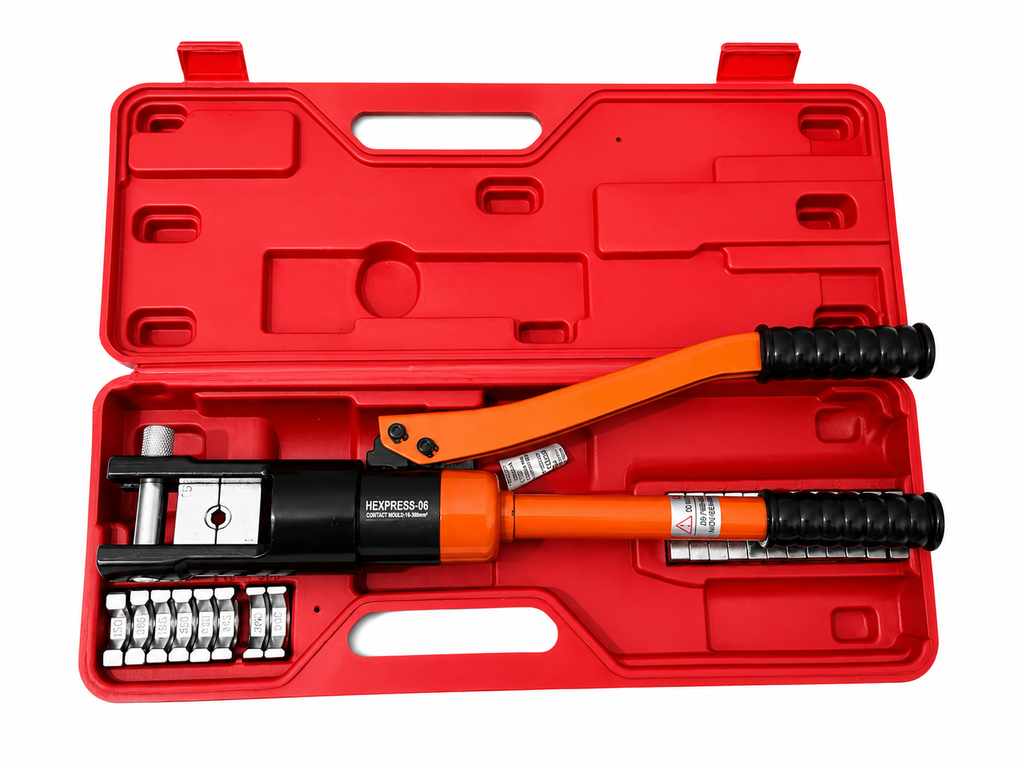 HEX HEXPRESS-06 Heavy Duty Hydraulic Cable Lug Crimping Tool Kit 16-300 Sq.mm | Professional Hydraulic Hand Crimper with High Strength Steel Body & Carry Case