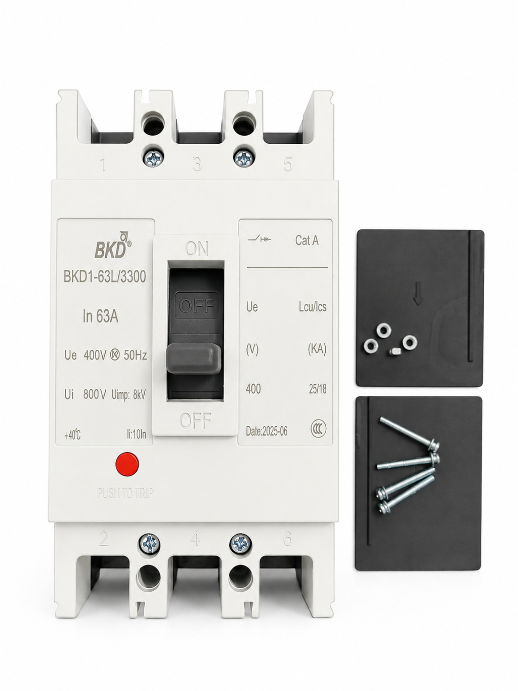 BKD BKD1-63L/3300 Heavy duty 63A 3 Pole MCCB Moulded Case Circuit Breaker, 400V 50Hz, Electrical Circuit Protection