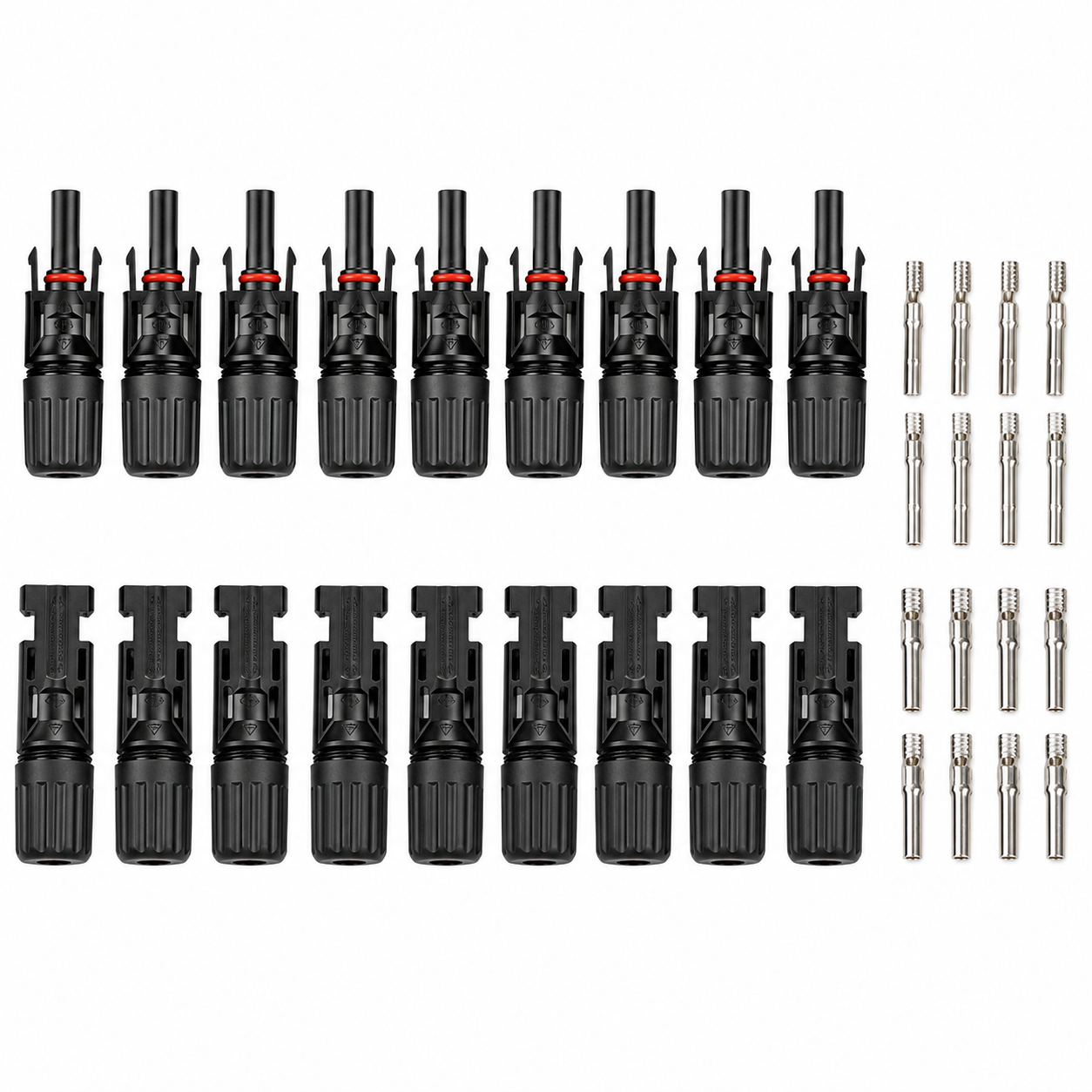 MC4 Solar Connector Kit 10 Pair (Male & Female) with 20 Crimp Pins | IP67 Waterproof Solar Panel Cable Connector | UV Resistant | Easy Installation for PV Solar System