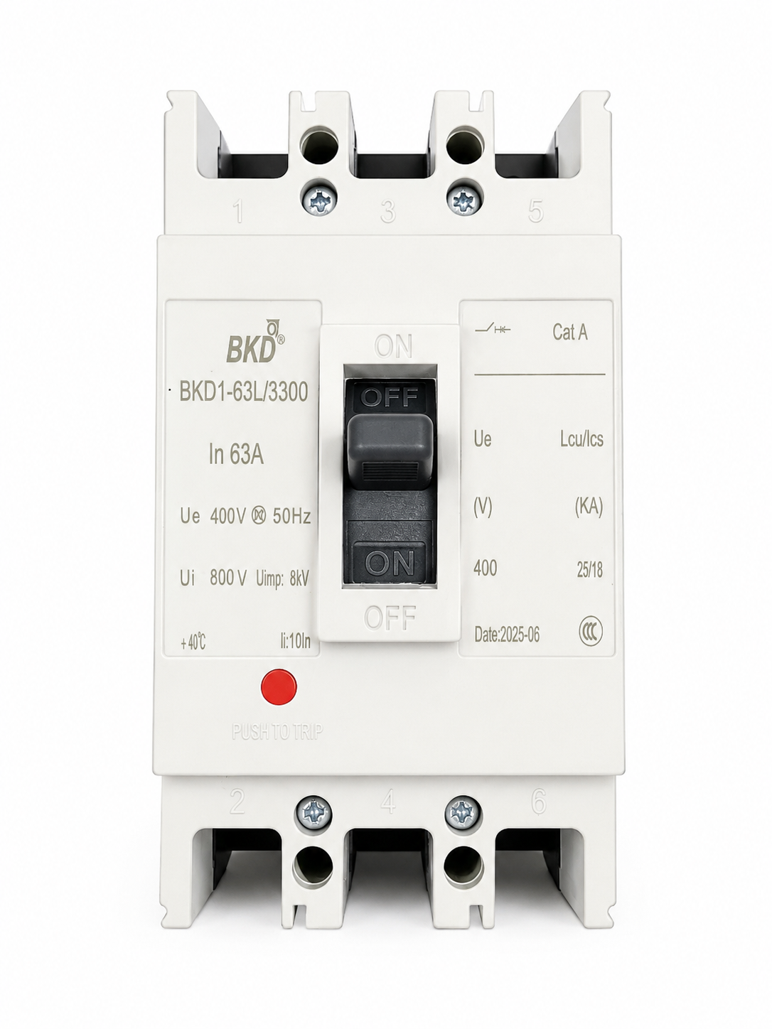 BKD BKD1-63L/3300 Heavy duty 63A 3 Pole MCCB Moulded Case Circuit Breaker, 400V 50Hz, Electrical Circuit Protection