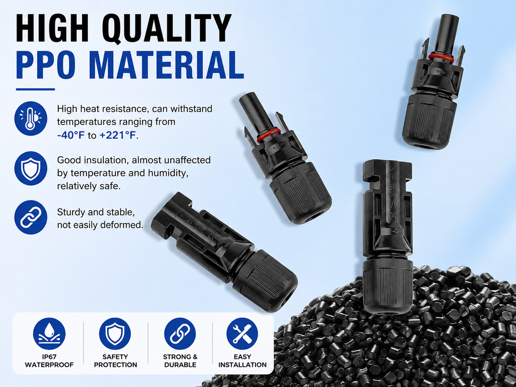 MC4 Solar Connector Kit 10 Pair (Male & Female) with 20 Crimp Pins | IP67 Waterproof Solar Panel Cable Connector | UV Resistant | Easy Installation for PV Solar System