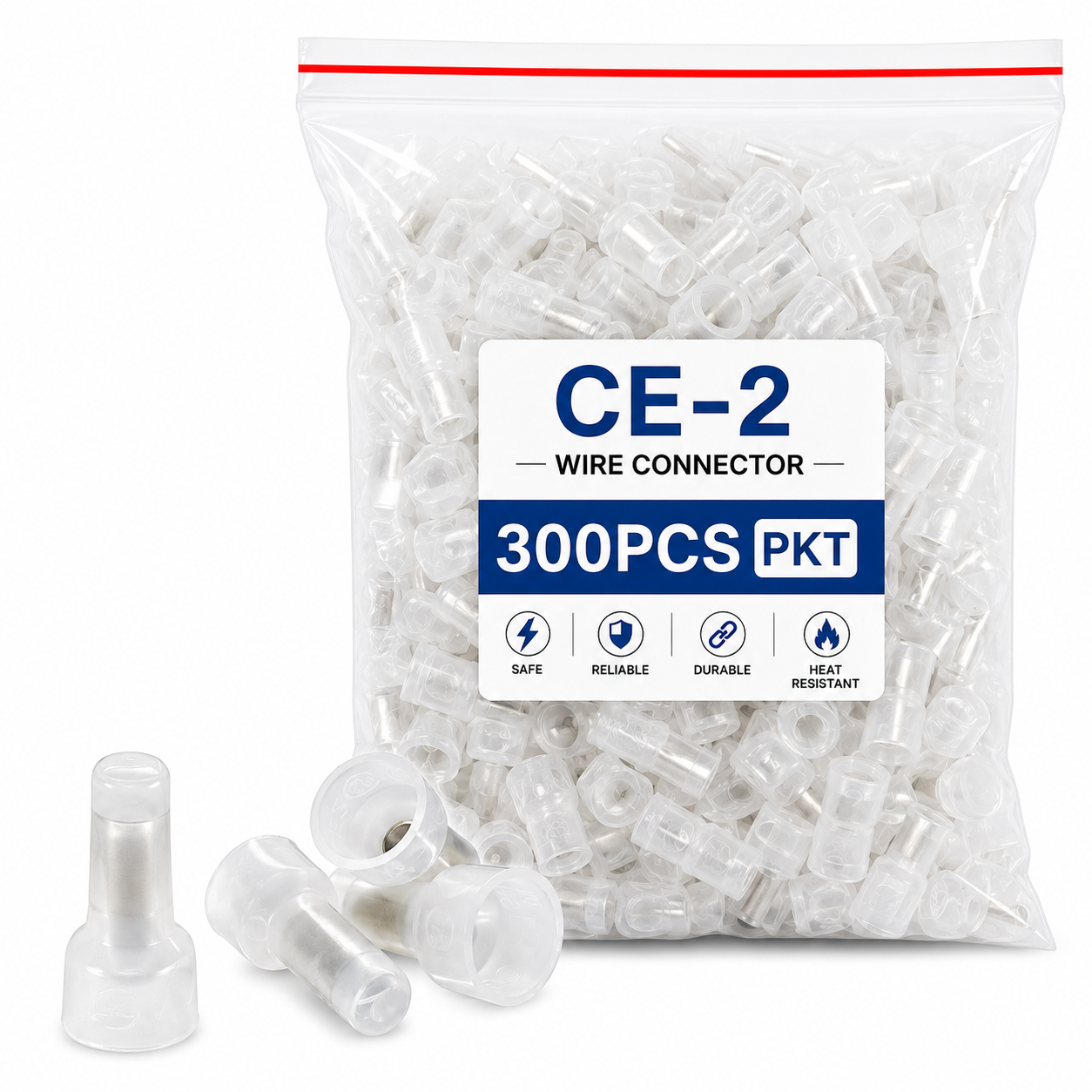 CE-2 Wire Connector 300 PCS Pack | PVC Insulated Crimp Wire Connectors | Quick Electrical Wire Joining Terminal | Heat Resistant | For Electrical Wiring, Ceiling Fan, Lights, Panels & Home Appliances
