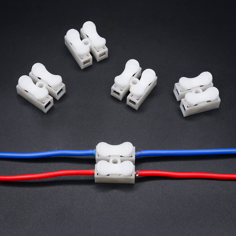 2 Pin Quick Wire Connector 50 PCS, Push Type Wire Connector, No Screw Terminal Block, Reusable Electrical Cable Joint Connector for LED Lights, Home Wiring & DIY Projects (White)