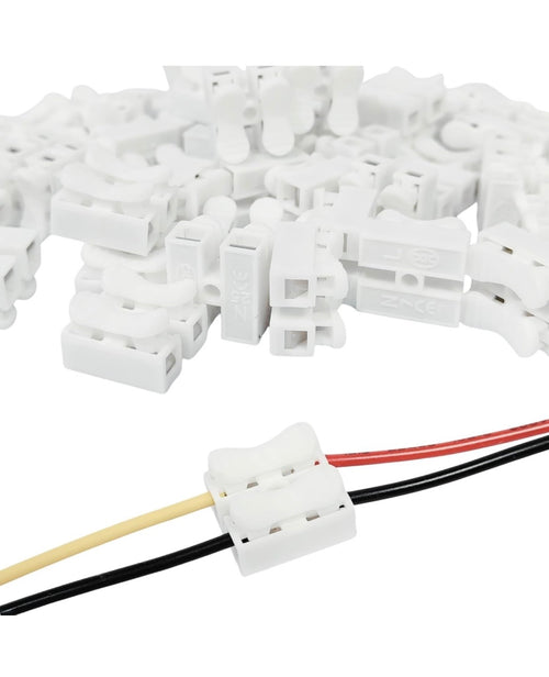 2 Pin Quick Wire Connector 30 PCS, Push Type Wire Connector, No Screw Terminal Block, Reusable Electrical Cable Joint Connector for LED Lights, Home Wiring & DIY Projects (White)