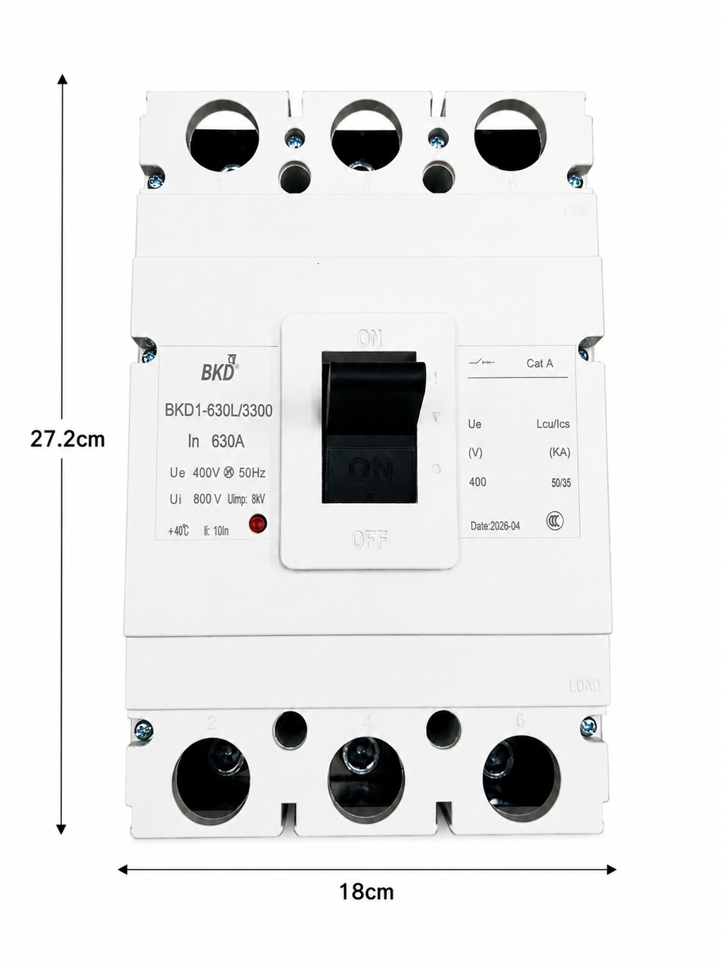 BKD 630A 3 Pole MCCB Molded Case Circuit Breaker | 400V AC | 50kA Breaking Capacity | Industrial Power Distribution & Protection