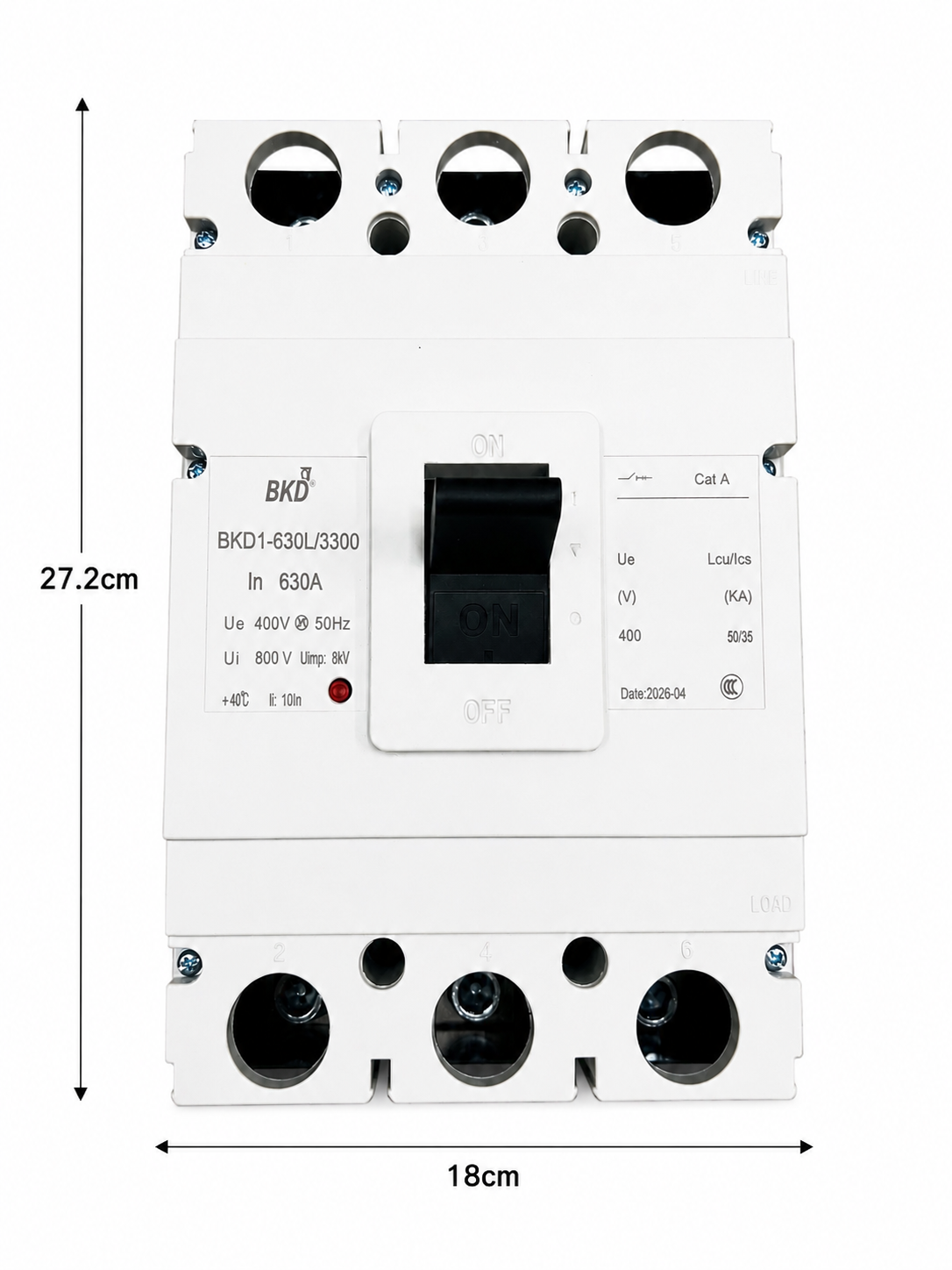 BKD 630A 3 Pole MCCB Molded Case Circuit Breaker | 400V AC | 50kA Breaking Capacity | Industrial Power Distribution & Protection