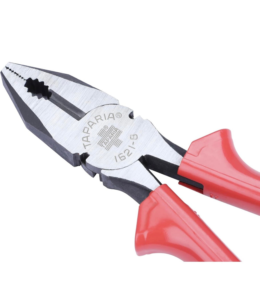 Taparia 1621-8 Combination Plier 8 Inch (210mm) | Heavy Duty High Carbon Steel Cutting & Gripping Plier | Insulated Handle | Professional Tool for Electricians, Home & Industrial Use