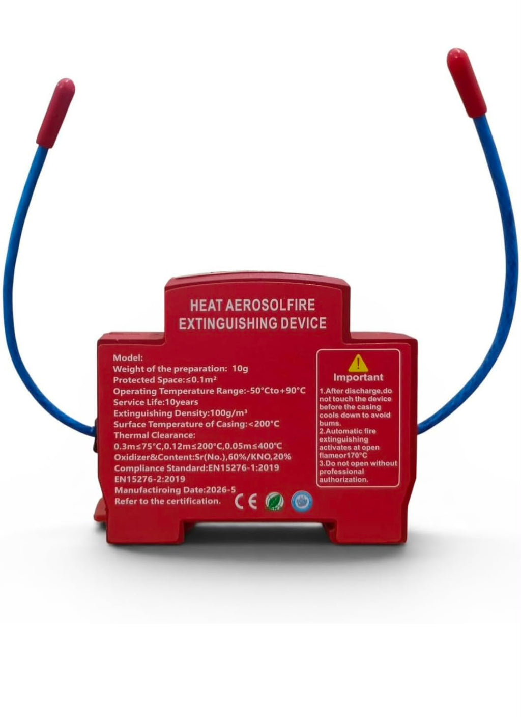 Heat Aerosol Fire Extinguishing Device | Automatic Fire Suppression System | Electrical Panel & Battery Fire Protection | 10g Aerosol Fire Extinguisher