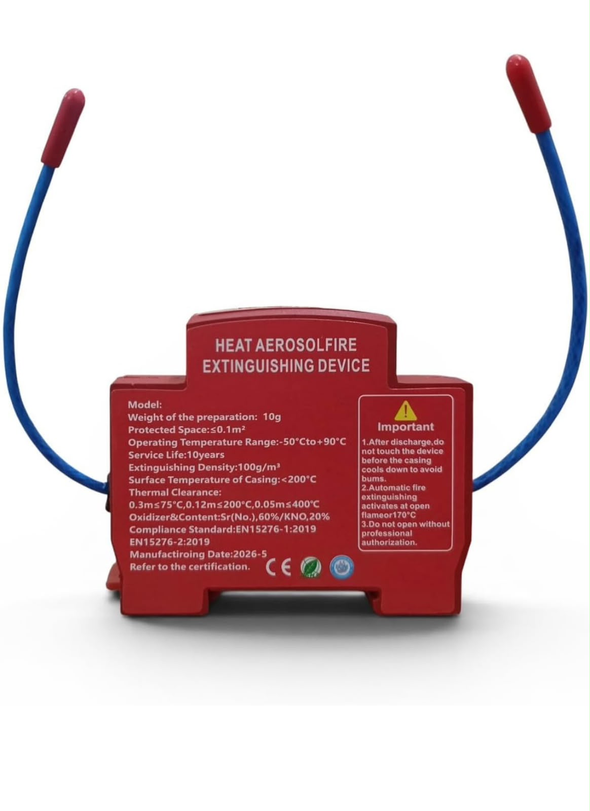 Heat Aerosol Fire Extinguishing Device | Automatic Fire Suppression System | Electrical Panel & Battery Fire Protection | 10g Aerosol Fire Extinguisher