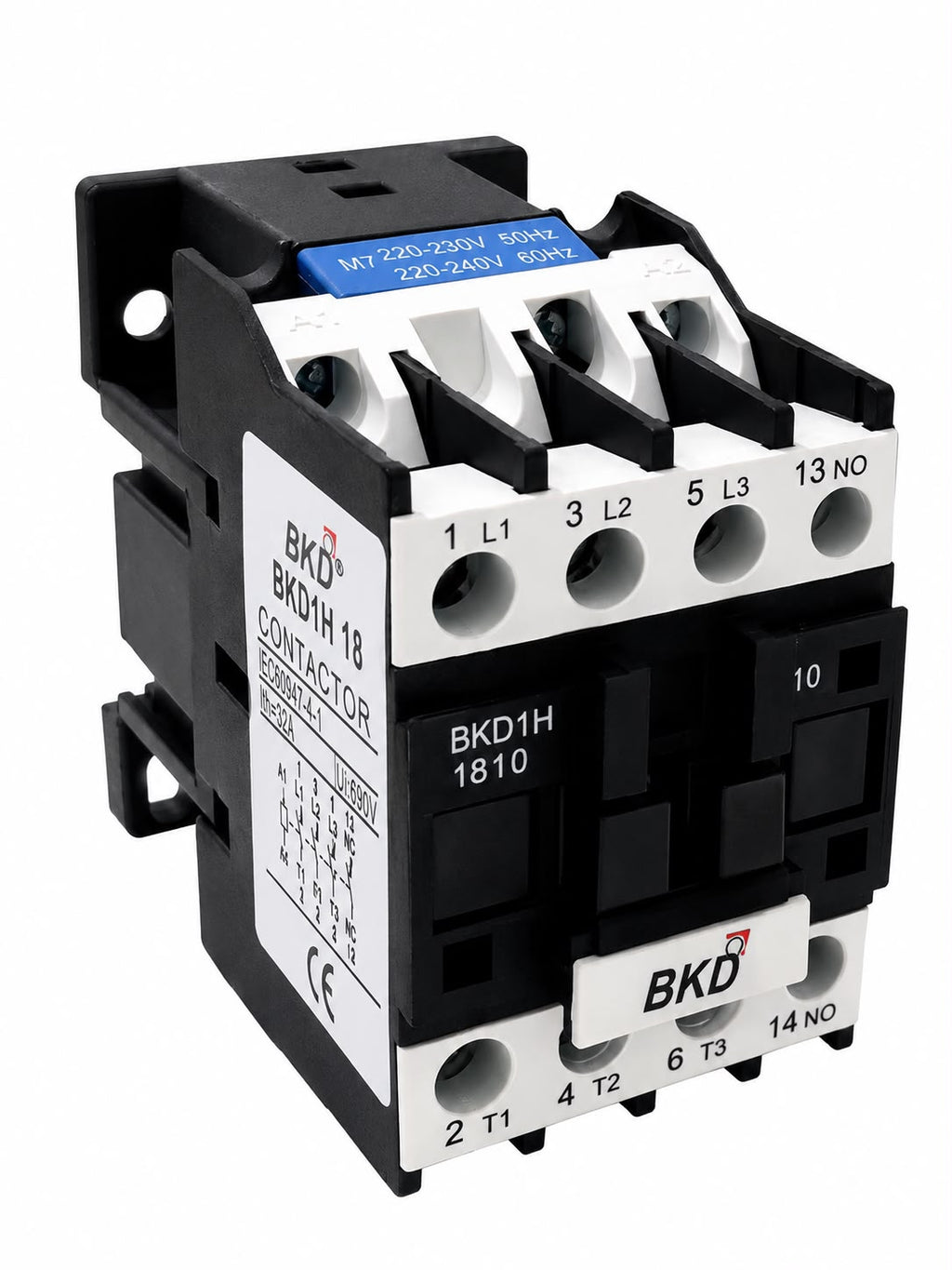 BKD BKDH18 18A 3 Pole 220V AC Contactor | 1NO Auxiliary Contact | 220-240V AC Coil | Heavy Duty Motor Contactor for Industrial Control Panels