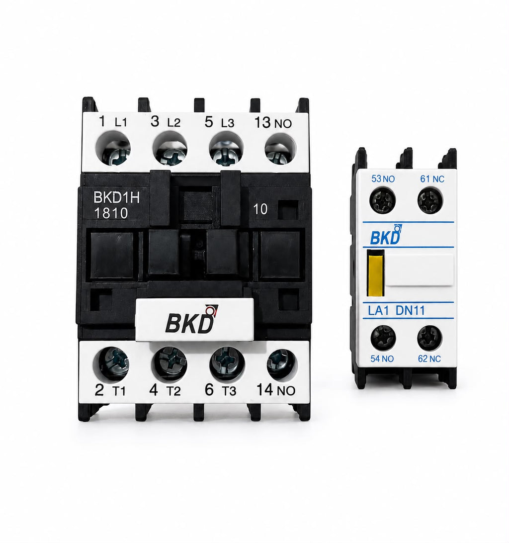 BKD BKDH18 18A 3 Pole 220V AC Contactor | 1NO Auxiliary Contact | 220-240V AC Coil | Heavy Duty Motor Contactor for Industrial Control Panels