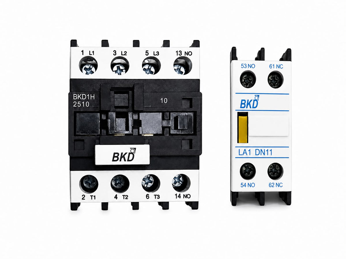 BKD BKD1H2510 AC Contactor | 25A 3 Pole Magnetic Contactor | 1NO Auxiliary Contact | Industrial Motor Starter Contactor | DIN Rail Mount